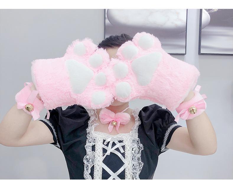 Lovely Plush Cat Paw Gloves Kigurumi Accessories Multicolors