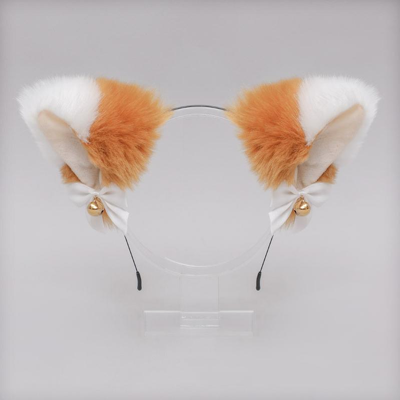 Soft Plush Cat Ear Bell Bow Cosplay Headdress