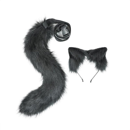 Realistic Plush Furry Hairband Animal Ears Tail Set