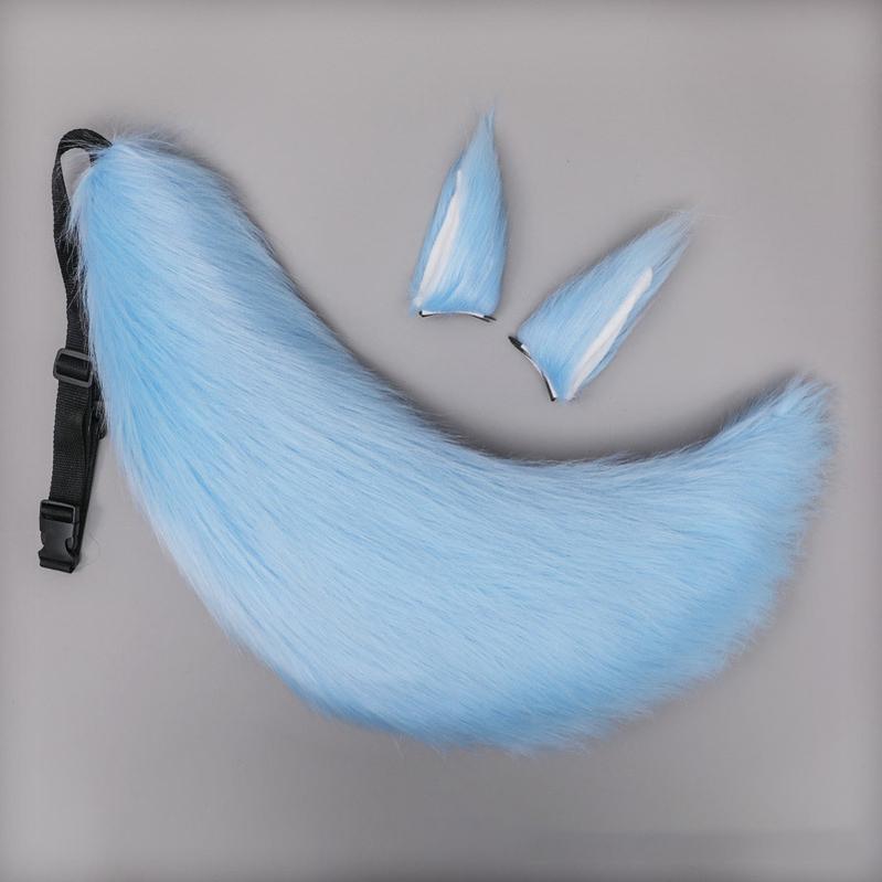 Handcrafted Plush Fox and Wolf Ear Hairclips with Tails in 17 Colors