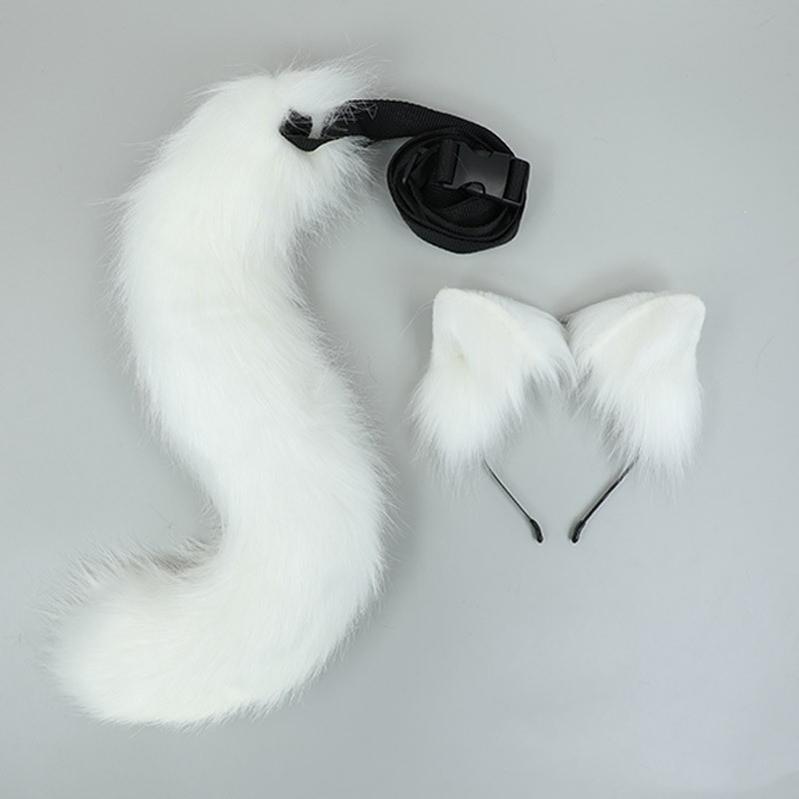 Realistic Plush Furry Hairband Animal Ears Tail Set