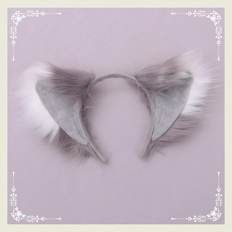 Cute Furry Fox Ear Headband - Japanese Kawaii Cosplay Accessory (Off-white) 20644:285550