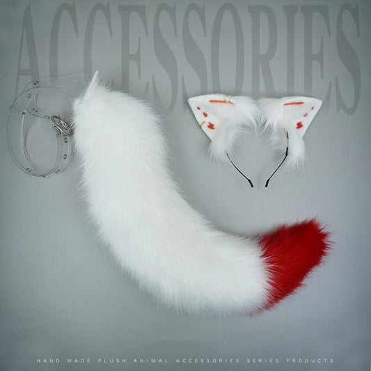 Soft Plush Simulated Plush Snow Fox Ear and Tail Set