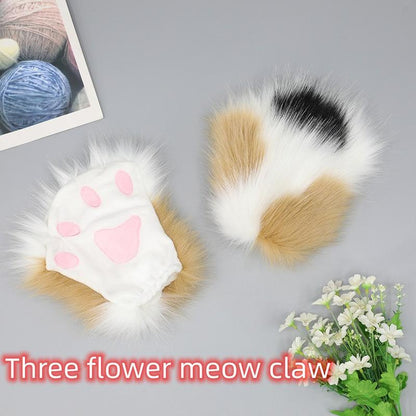 Artificial Fingertip Kawaii Plush Cat Paw Cosplay Gloves