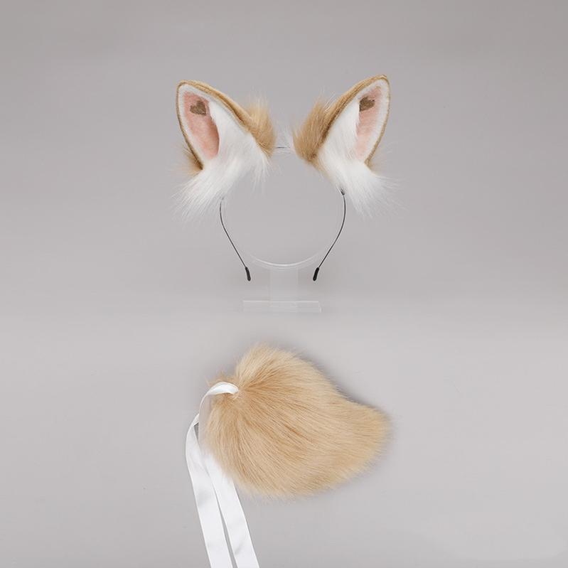 Heart Rabbit Furry Ears Hairband and Tail Set 20280:280466