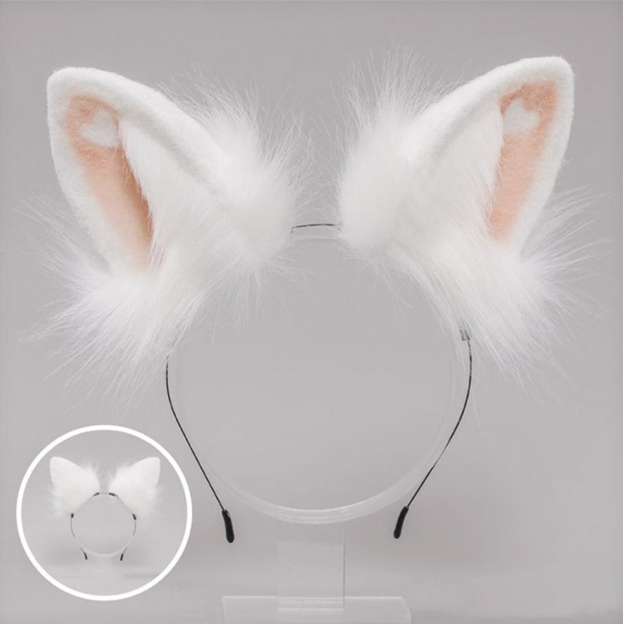 Heart Rabbit Furry Ears Hairband and Tail Set 20280:280476