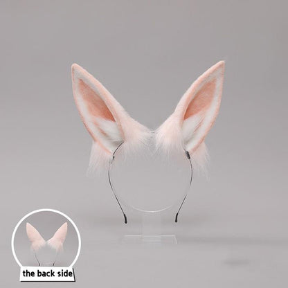 Handmade Furry Lolita Rabbit Ears Headband - Cute JK Style Accessory