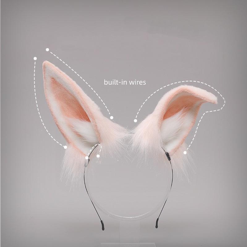 Handmade Furry Lolita Rabbit Ears Headband - Cute JK Style Accessory