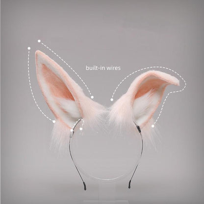 Handmade Furry Lolita Rabbit Ears Headband - Cute JK Style Accessory