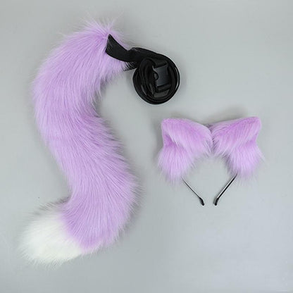 Realistic Plush Furry Hairband Animal Ears Tail Set