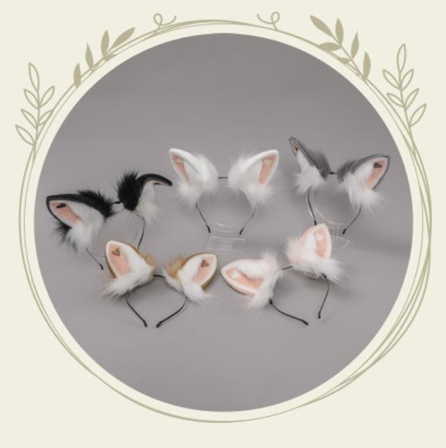 Heart Rabbit Furry Ears Hairband and Tail Set 20280:280486