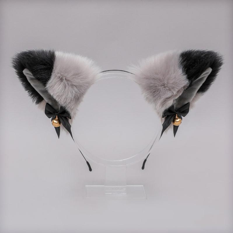 Soft Plush Cat Ear Bell Bow Cosplay Headdress