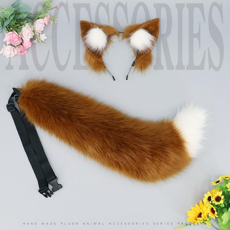 Cute Beast Ear Hairband and Wolf Tail Set