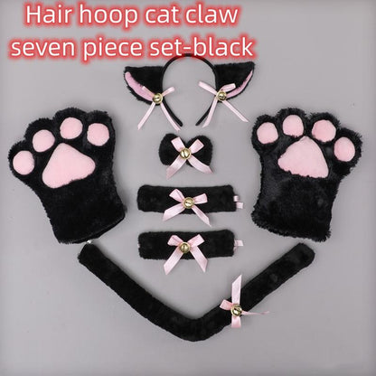 Cat Cosplay Set Cat Ear Headband Paw Gloves 7 Pieces Set