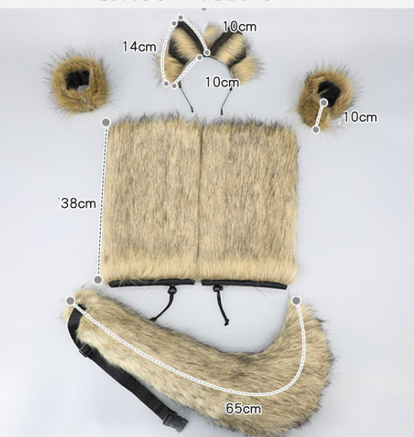 Furry Wolf Dog Kigurumi Accessories - Ears, Tail, Cuffs & Legwarmers 20634:285378