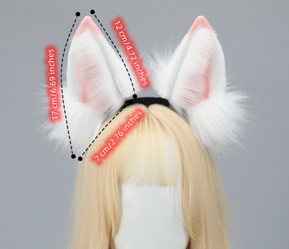 Rechargeable Plush Fox Ear Accessories White Fox Headband