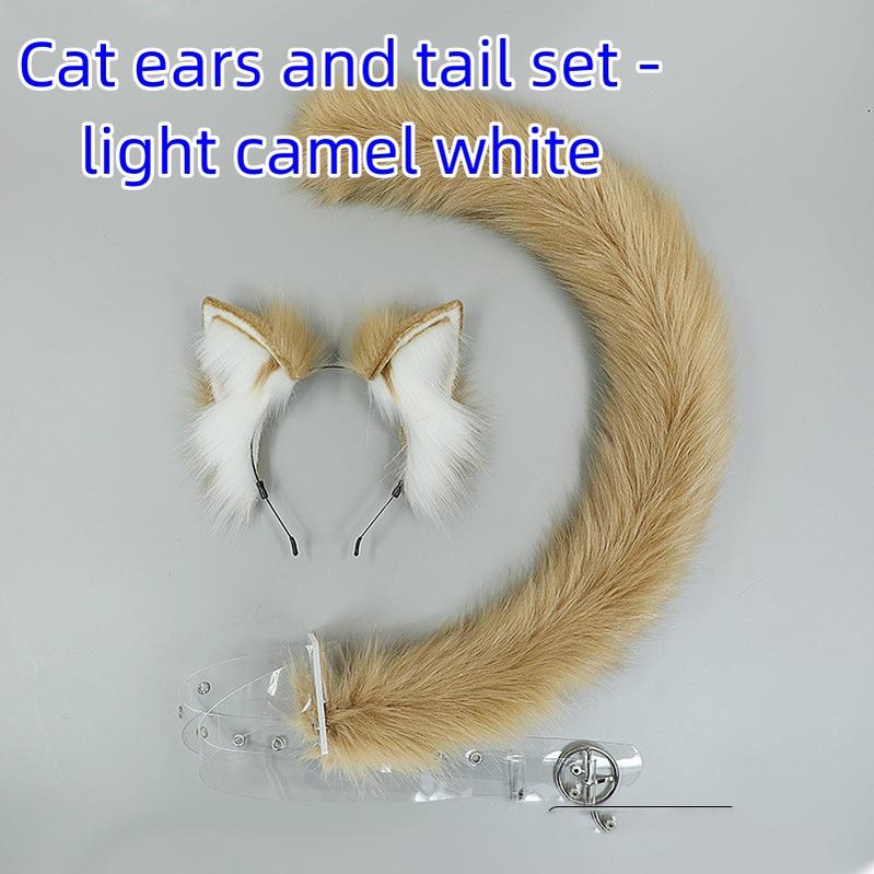 Handmade Simulation Cat Ears Plush Cat Tail Set