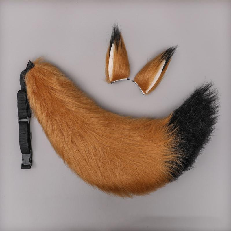 Handcrafted Plush Fox and Wolf Ear Hairclips with Tails in 17 Colors