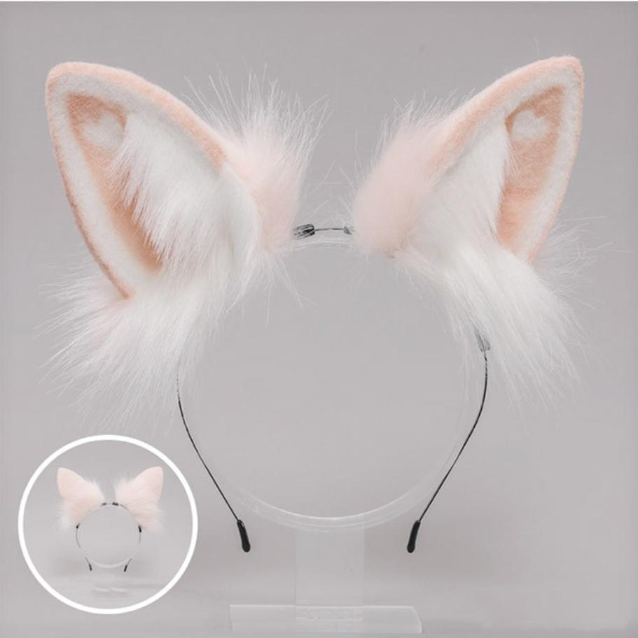 Heart Rabbit Furry Ears Hairband and Tail Set 20280:280478