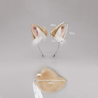 Heart Rabbit Furry Ears Hairband and Tail Set 20280:280468