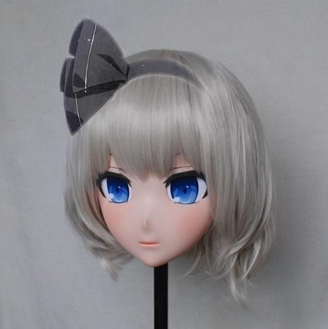Customize Grey Short Wig Anime Face Kigurumi Mask