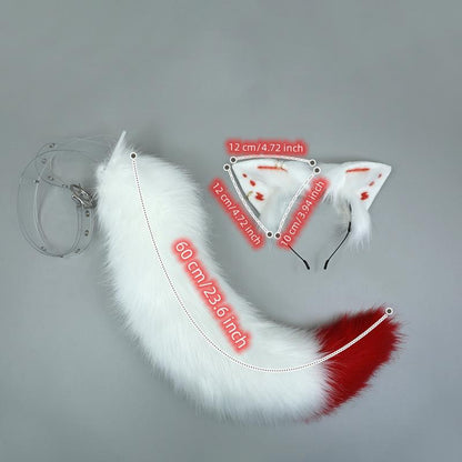 Soft Plush Simulated Plush Snow Fox Ear and Tail Set