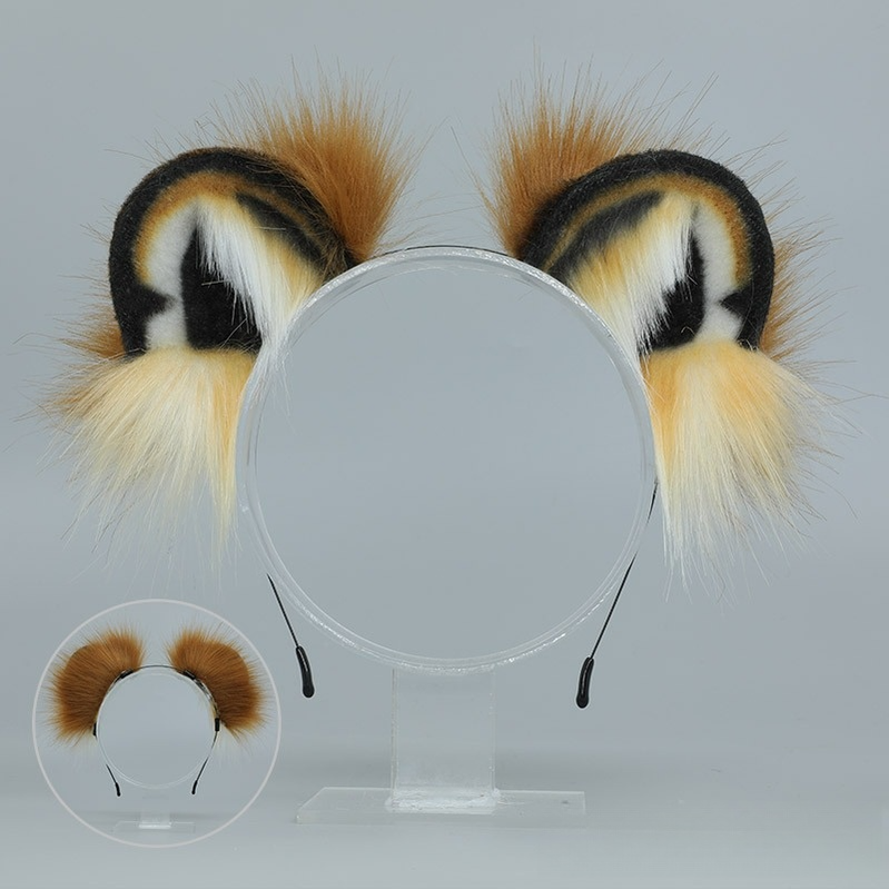 Simulated Fluffy Headdress Animal Tiger Ears Hairband