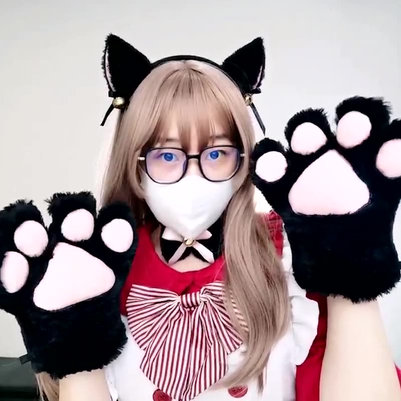 Lovely Plush Cat Paw Gloves Kigurumi Accessories Multicolors