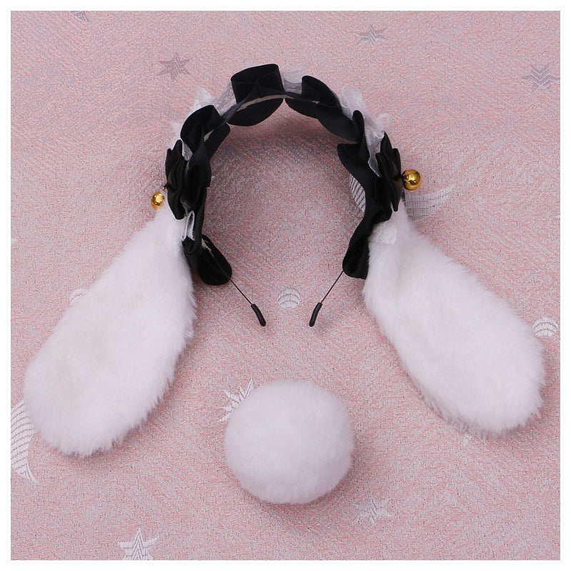 Handcrafted Lolita Lace Animal Ears Headband Plush Bunny Headwear