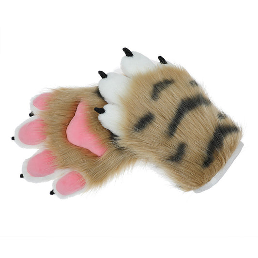 Handcrafted Plush Tiger Paw Gloves for Cosplay and Animal Accessory