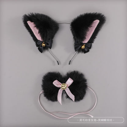 Animal Ears Hairband Kigurumi Accessories Bow Bell Necklace