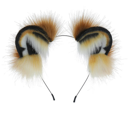 Simulated Fluffy Headdress Animal Tiger Ears Hairband