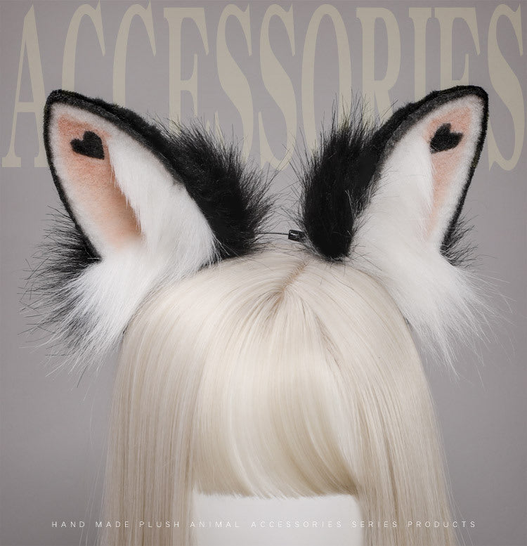 Heart Rabbit Furry Ears Hairband and Tail Set 20280:280458