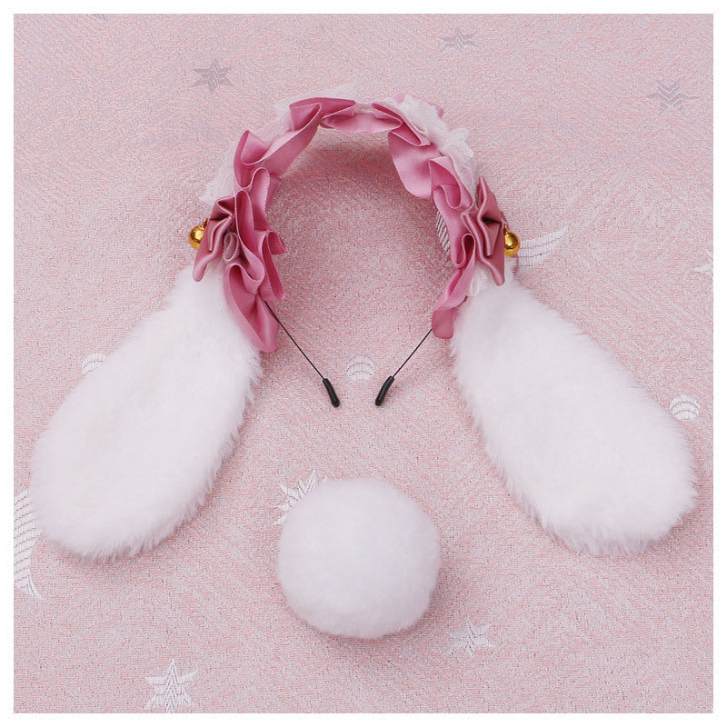 Handcrafted Lolita Lace Animal Ears Headband Plush Bunny Headwear