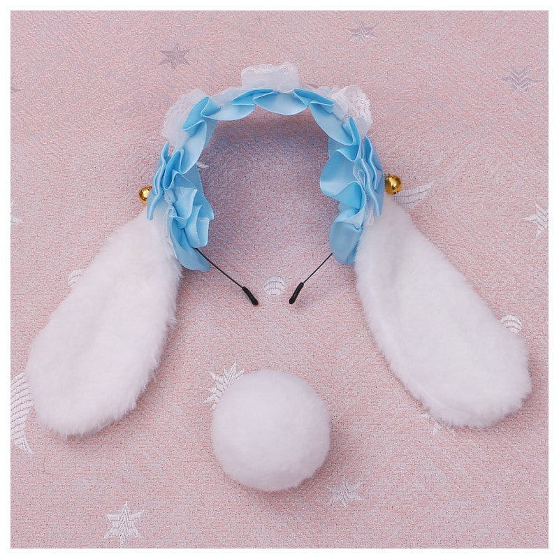 Handcrafted Lolita Lace Animal Ears Headband Plush Bunny Headwear