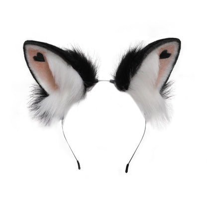 Heart Rabbit Furry Ears Hairband and Tail Set 20280:280456