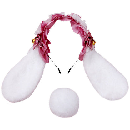 Handcrafted Lolita Lace Animal Ears Headband Plush Bunny Headwear