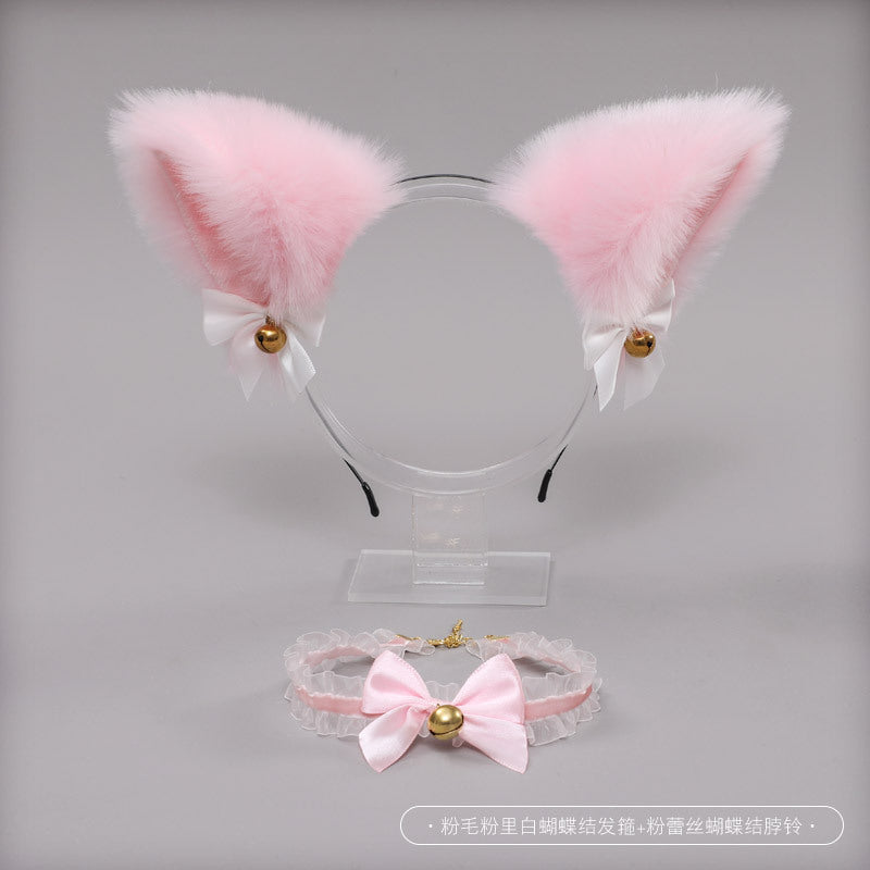 Animal Ears Hairband Kigurumi Accessories Bow Bell Necklace