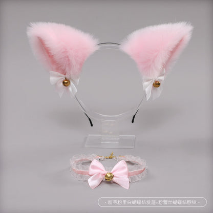 Animal Ears Hairband Kigurumi Accessories Bow Bell Necklace