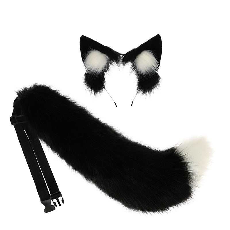 Cute Beast Ear Hairband and Wolf Tail Set