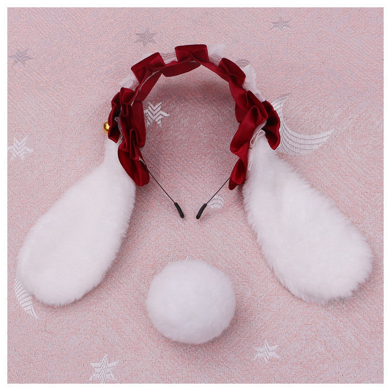 Handcrafted Lolita Lace Animal Ears Headband Plush Bunny Headwear