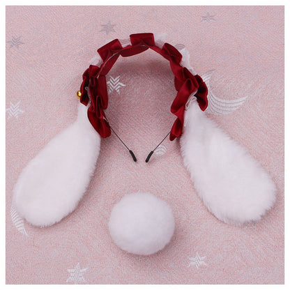 Handcrafted Lolita Lace Animal Ears Headband Plush Bunny Headwear