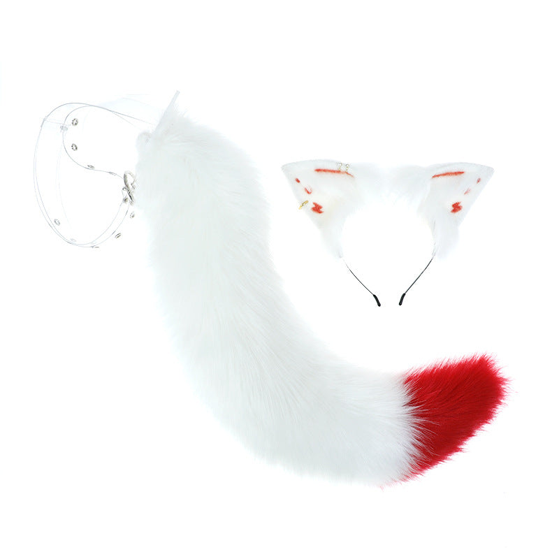 Soft Plush Simulated Plush Snow Fox Ear and Tail Set