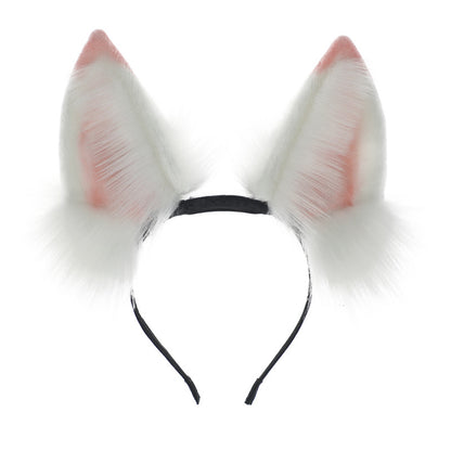 Rechargeable Plush Fox Ear Accessories White Fox Headband