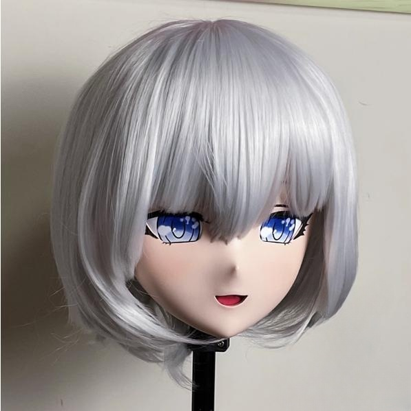 Female Silver Short Wig Anime Cute Face Kigurumi Mask 19130:276882 19130:276882