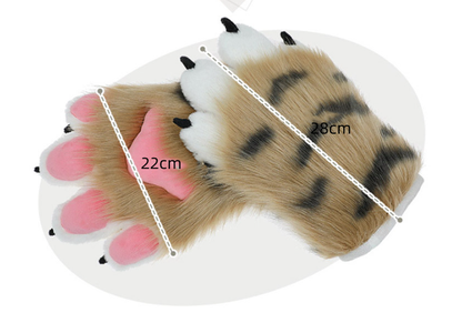 Handcrafted Plush Tiger Paw Gloves for Cosplay and Animal Accessory