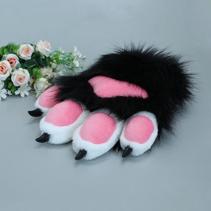 Furry Animal Craws Pink Paw Soft Realistic Performance Cosplay Props