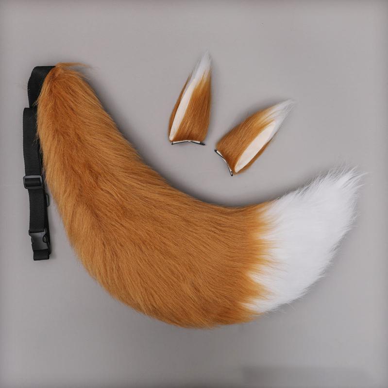 Handcrafted Plush Fox and Wolf Ear Hairclips with Tails in 17 Colors