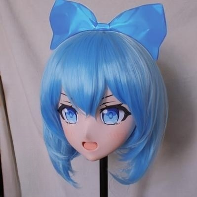 Blue Short Length Wig Anime Face Cosplay Kigurumi Mask 19096:276592