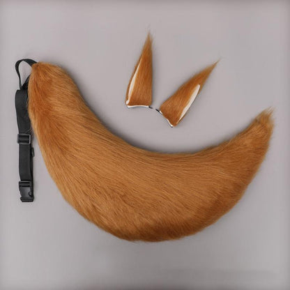 Handcrafted Plush Fox and Wolf Ear Hairclips with Tails in 17 Colors